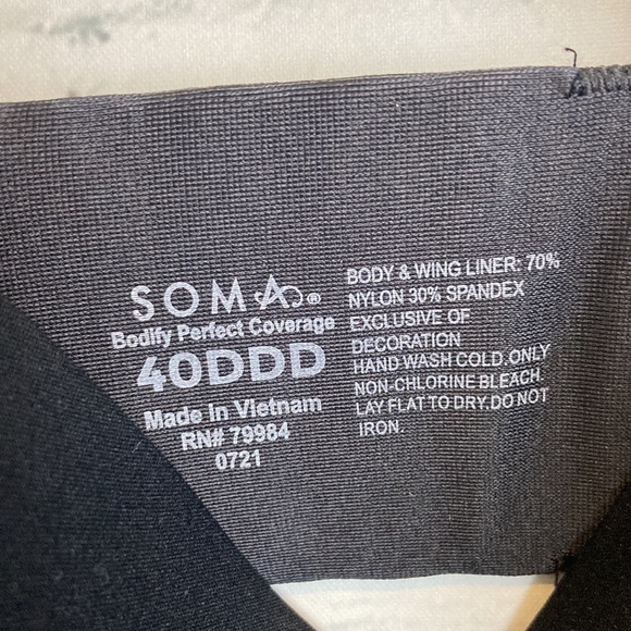 Soma NWT Bodify Perfect Coverage Bra 40DDD Black T-Shirt Underwire Adjustable - Picture 10 of 16